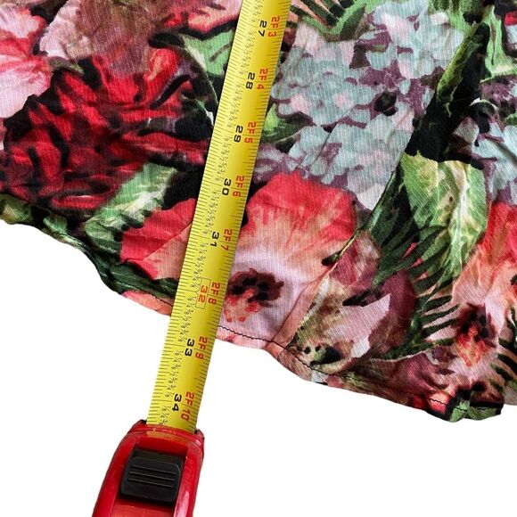 Jack Vintage Hawaiian Hibiscus Cutout Fit and Flare Dress Size 2 Red Black Green - Picture 9 of 10